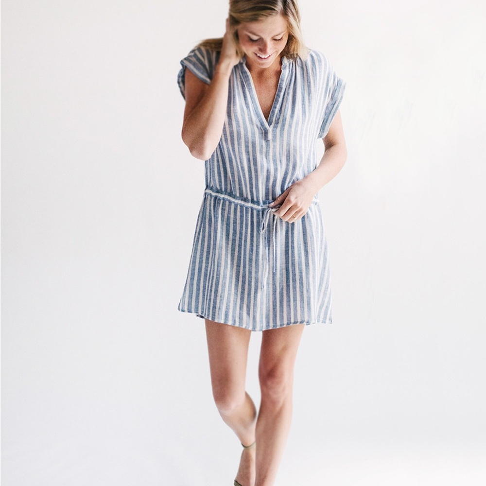 RAILS EMMA MYKONOS STRIPE Linen Blend Dress
